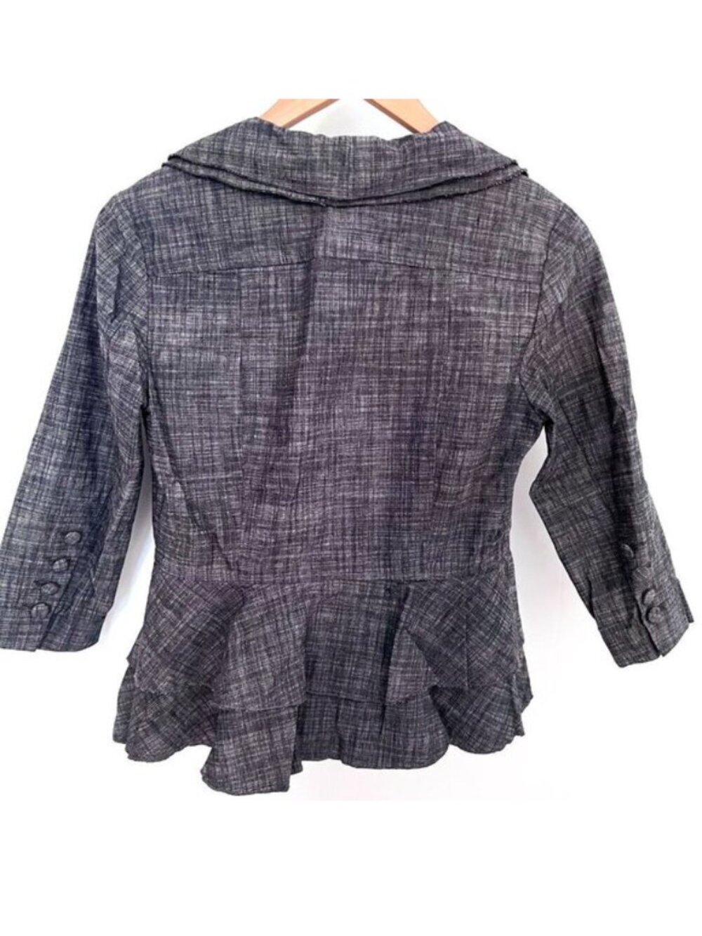 ACORN Vintage Style Portrait Collar Ruffle Peplum Jacket Blazer Top Small - Picture 3 of 9